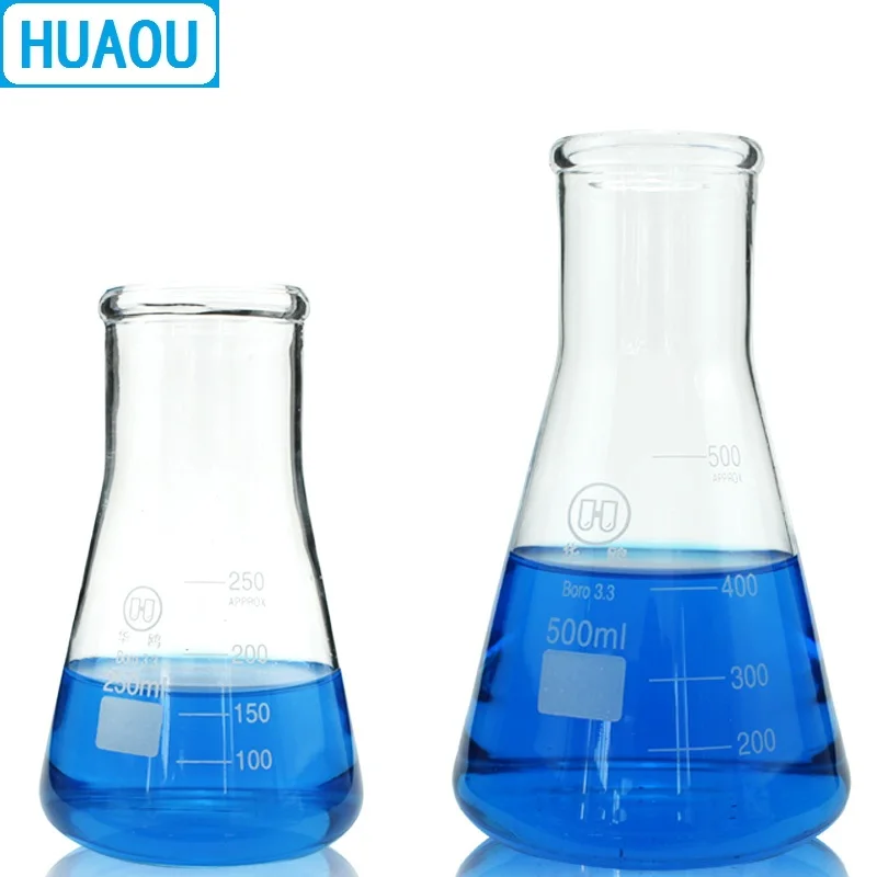 250/300/500mL Erlenmeyer Flask Borosilicate 3.3 Glass Conical Triangle Flask Laboratory Chemistry Equipment