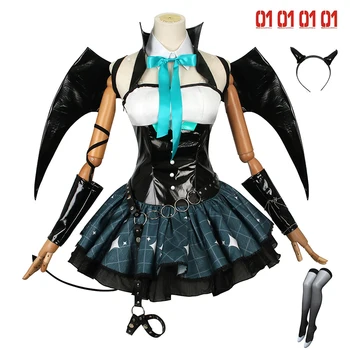 Costume cosplay Rascal x Miku con ali e fascia per capelli, abiti da donna per feste di carnevale di Halloween