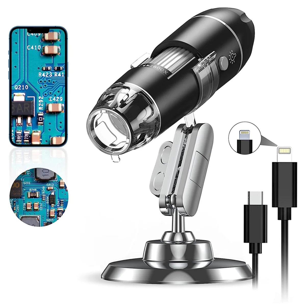 

Digital Microscope Camera, Handheld USB 1440P HD Inspection Camera 50X-1600X Magnification Portable Pocket Microscopes
