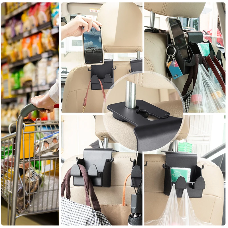 2~5PCS Universal Car Seat Back Hook Multi-functional Auto Car Seat Headrest Hanger Hook Phone Holder Organizer For Bag Purse