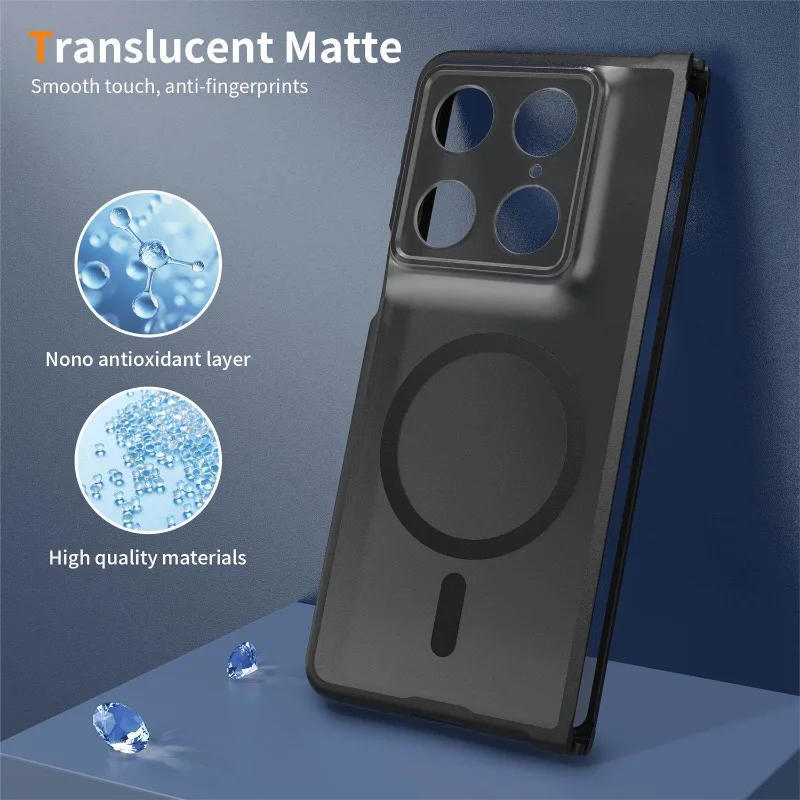 Foldable Frosted TPU Shockproof Case with Built-in Magnetic Wireless Charging Compatibility