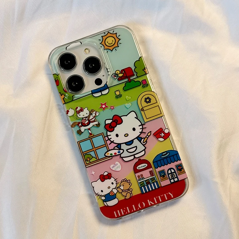 thumbnail image 1 of Sanrio Anime Hello Kitty Phone Case Cute Cartoon IPhone 15 14 13 12 11 Pro XS Max 7 8 Lovely Kuromi Holder Cover Anti Drop Funda, 1 of 4