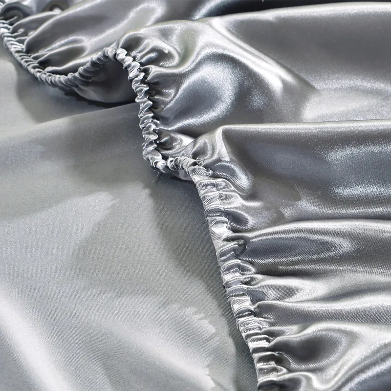Satin Fitted Sheet Queen Deep Pocket Single  Mattress Cover Breathable Soft Comfortable Bed Set Sheet NO Pillowcase 90  160x200 5