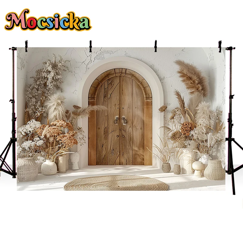 Mocsicka Photography Background Boho Window Pampas Grass Adult Birthday Wedding Maternity Portrait Decor Backdrop Photo Studio