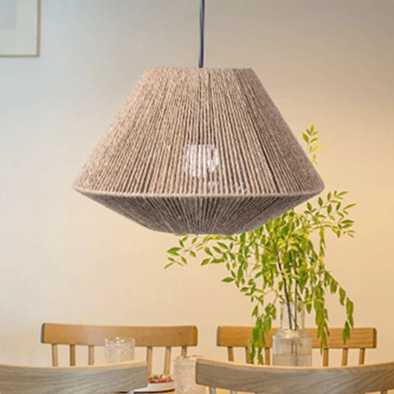 Description Picture 2 of itemVintage Straw Woven Lampshade Hanging Lamp Cover Rustic Lamp Shade For Home Hotel Restaurant Bedroom Decoration Lampshade 2size