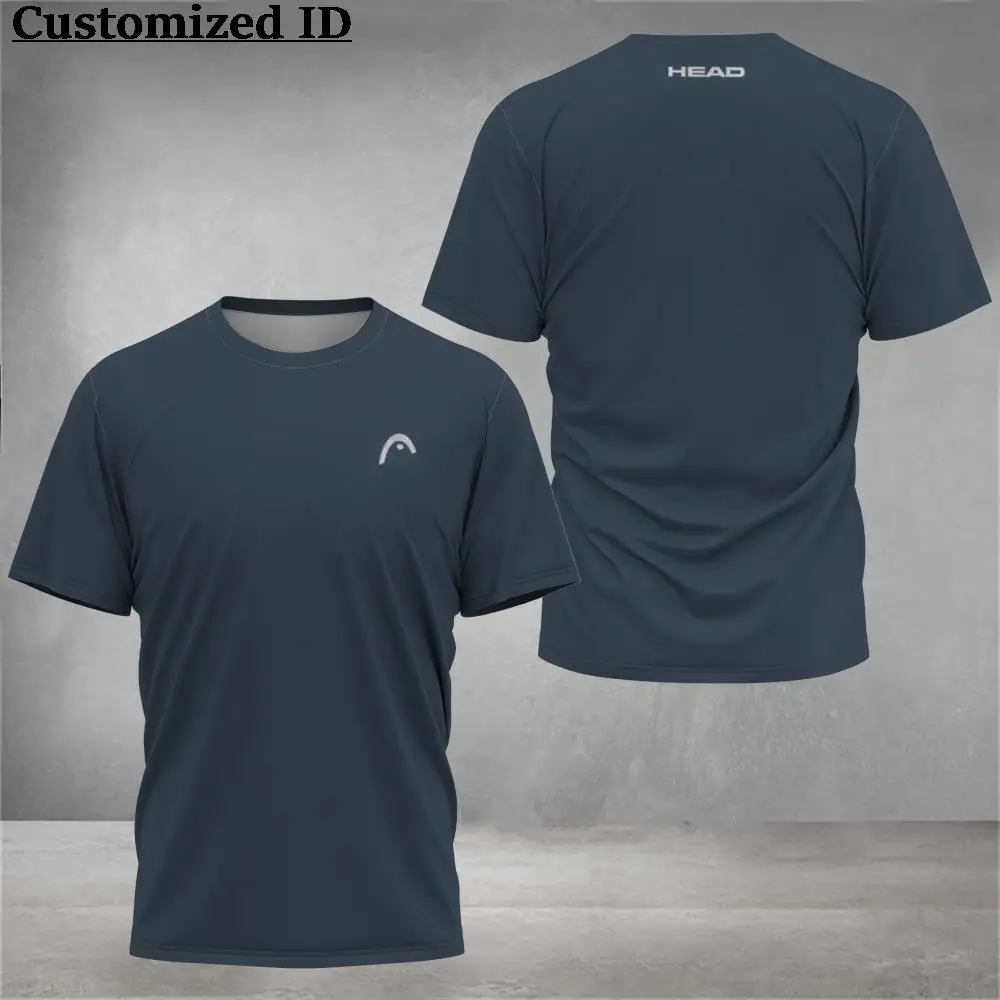 New Men Fitness Short Sleeve Men's Solid Color Printed Tennis Clothing Breathable Head Badminton Sports Clothing Golf Clothing 2