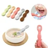 1PCS Lovely Baby Learning Spoons Utensils Set Adorable Toddler Tableware Baby Silicone Teether Toys Feeding Scoop Training 1