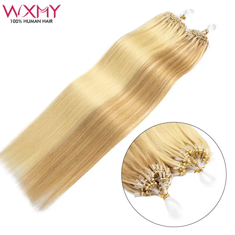 Micro Loop Human Hair Extensions For Women 50Pcs Straight Microring Hair Extensions 40g/50g/Pack Invisible Natural Remy
