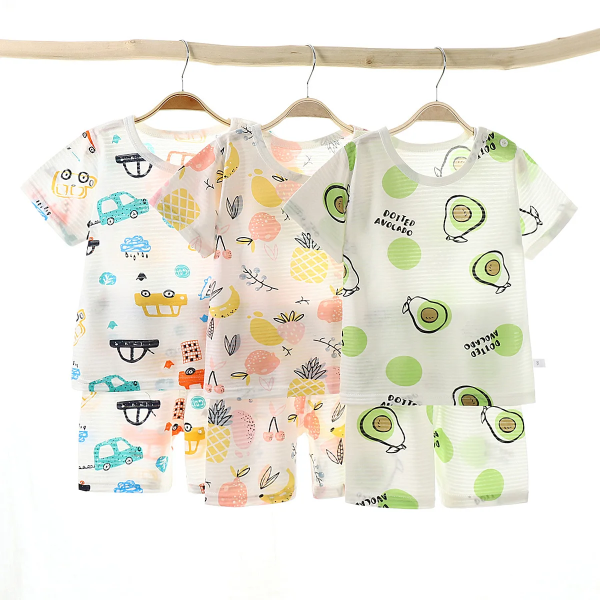 Baby Boys Girls Clothing Set Summer Toddler Kids Polka Dots Animal Short-Sleeved T shirt & Shorts Thin Pajamas Sleepwear Suit baby boy clothing sets cheap	