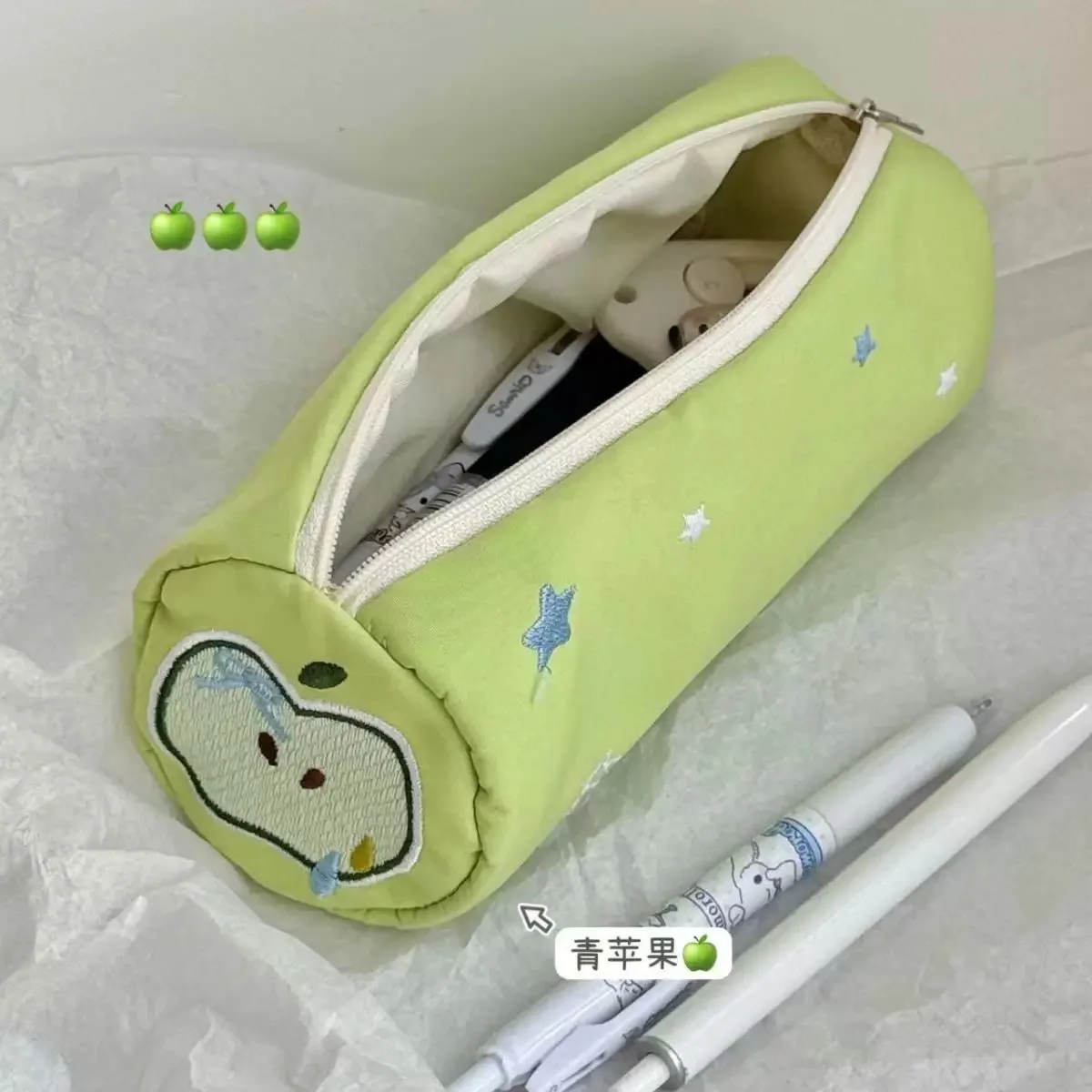 Kawaii Pink Roll-Up Pencil Case & Cosmetic Pouch with Cartoon Design
