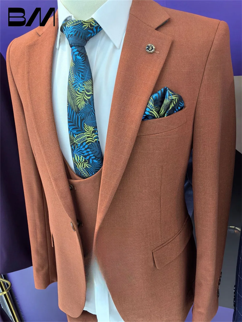 BRLMALL-Men's Suit set For Formal Office Meeting Handsome Wedding Suit Host Party Suit Blazers Pant Vest Fashion Printed Suit