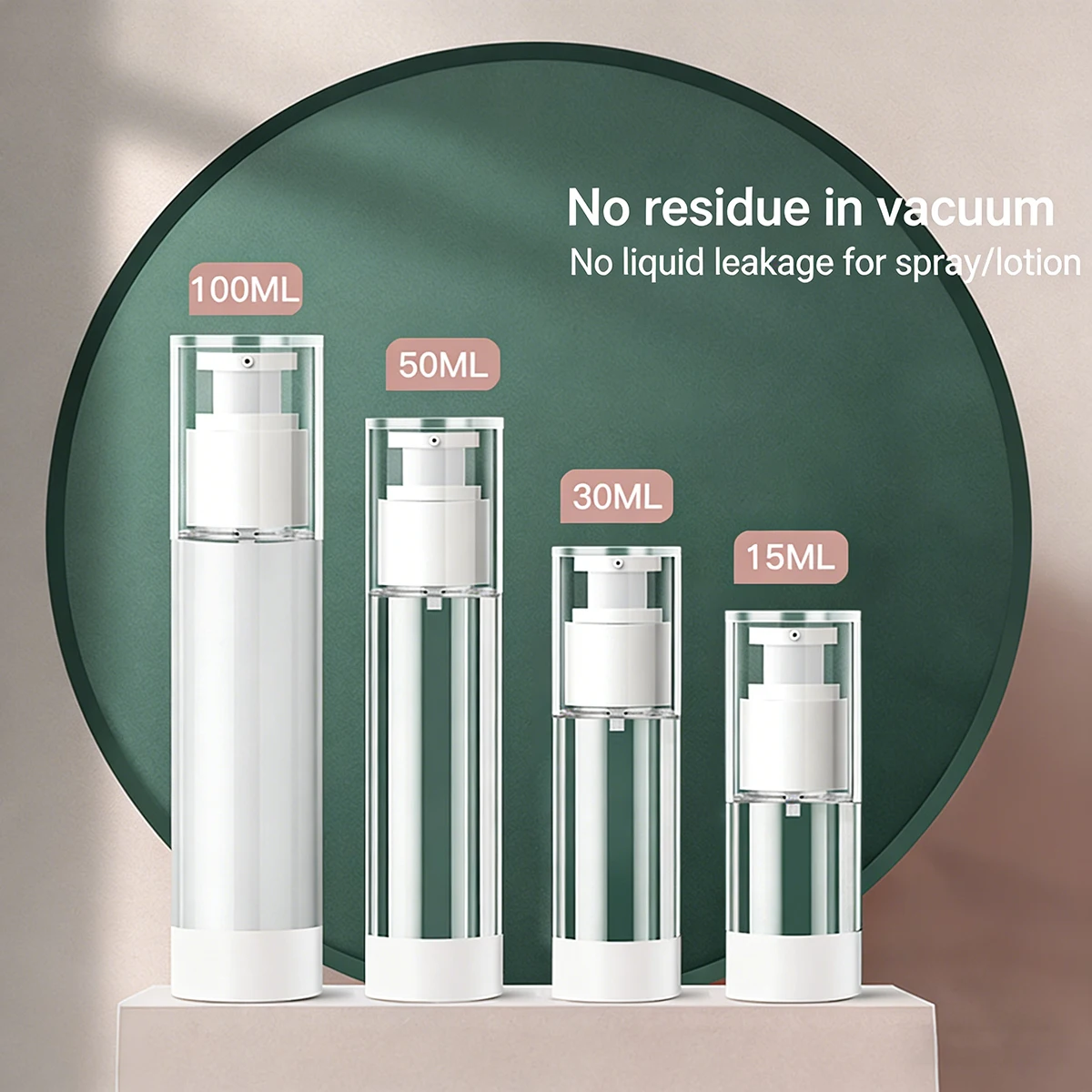 30ml 50ml 100ml Clear Airless Cosmetic Cream Pump Bo..