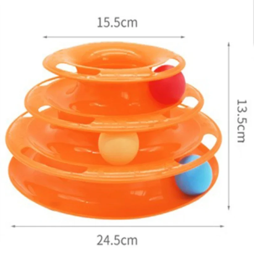 3553-82339d.jpg Pet cat toy Three-layer ball cat Turntable Cat interactive educational track toy cat space tower play plate