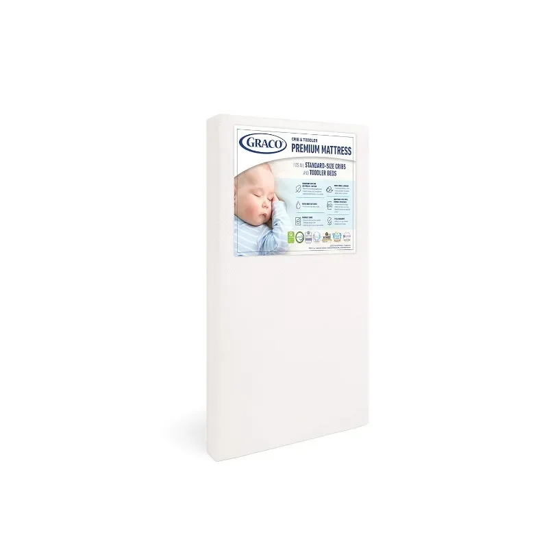 Graco Premium Crib & Toddler Mattress-GREENGUARD & CertiPUR-US Certified, Machine Washable Cover, Waterproof Sleep Surface