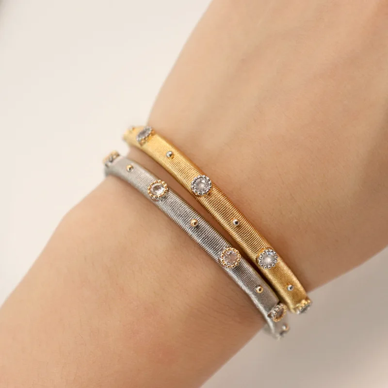 

Brushed Design Gold Color Vintage Bracelet Women's Fashion Adjustable Bangle Luxury Bracelets Birthday Gift for Girl