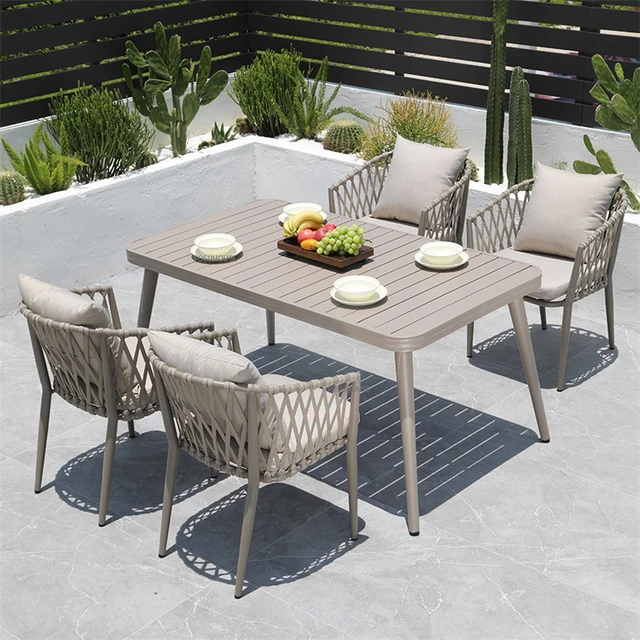 Juego De Jardin Sillas Sillones Mesa 5 Piezas Gris