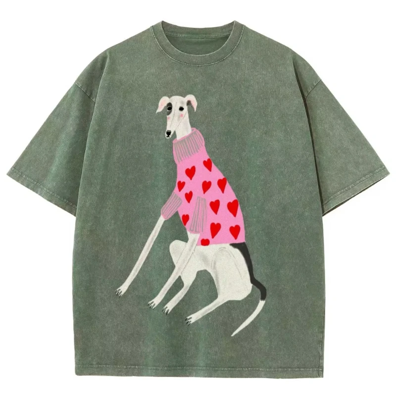 Whimsical Dachshund Print Oversized Cotton T-Shirt for Women – Comfortable O-Neck Distressed Summer Streetwear Top