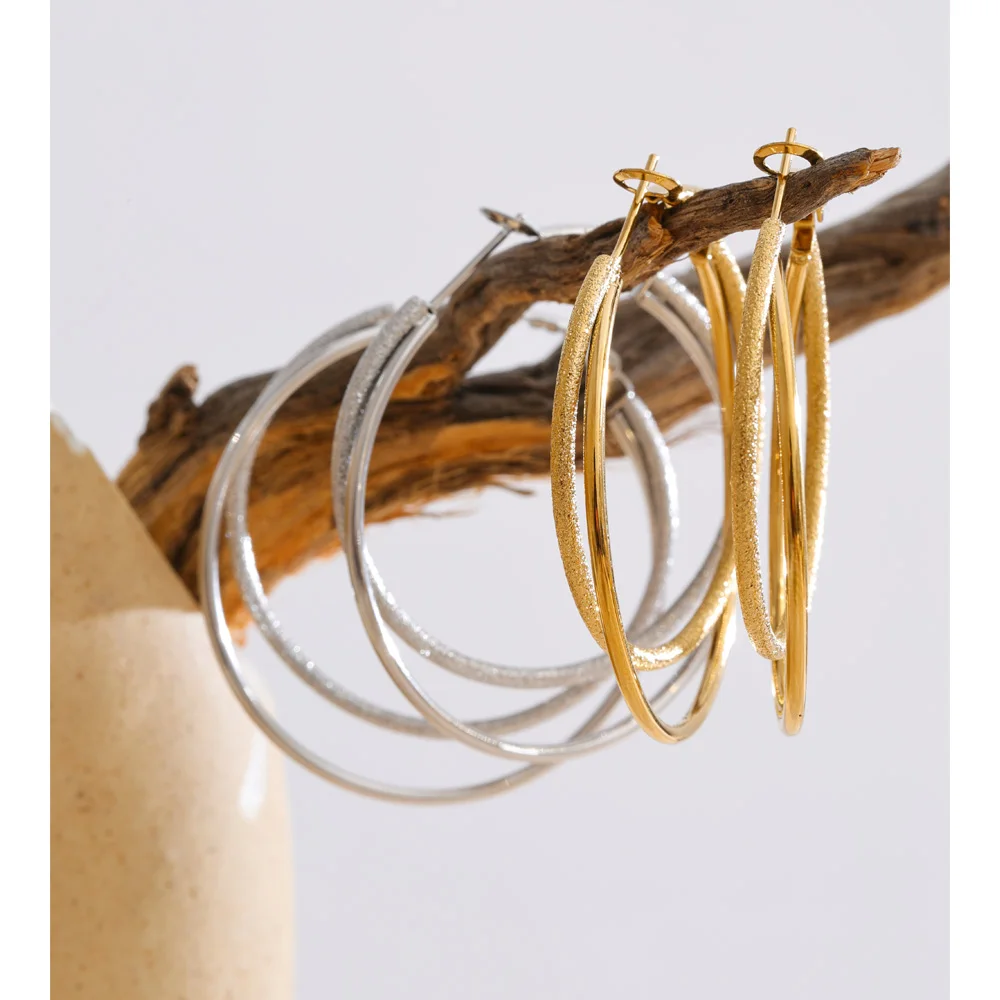 Yhpup Round Hoop Earrings Stainless Steel Daily Use