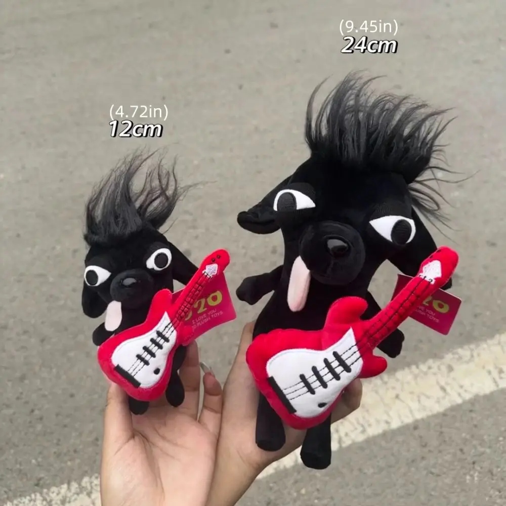 Magnetic Guitar Chihuahua Plush Toy Stuffed Animals Soft Pendant Rock Chihuahua Doll Ugly Cute Realistic Stuffed Chihuahua