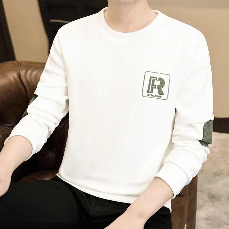 

CASUMANL 2023 Autumn Embroidery Letter Sweatshirt Men O Neck Korean Piecing Baggy Pullover Casual Daily Oversize Man Clothing
