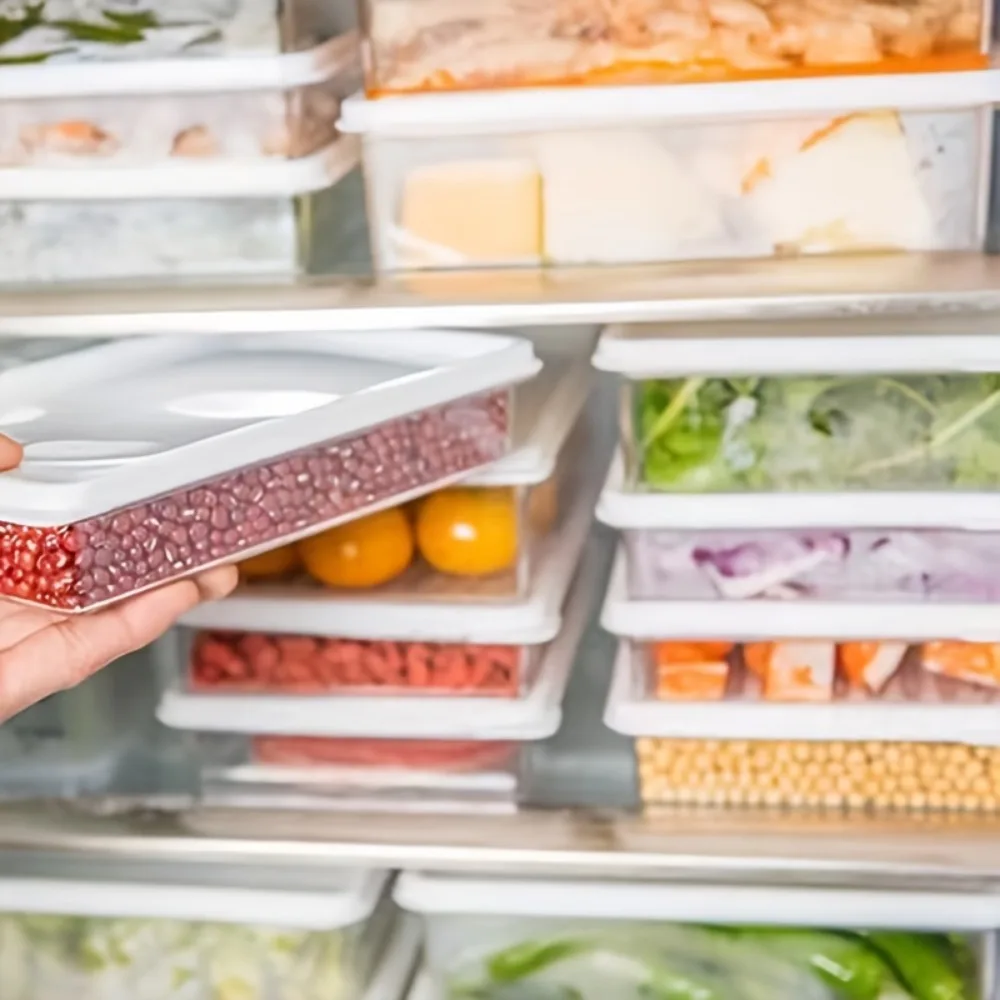 1pc Transparent Container Refrigerator Plastic Sealed Freezer Storage Box Fruit Snacks Dry Food Fresh Storage Kitchen Organizer 2