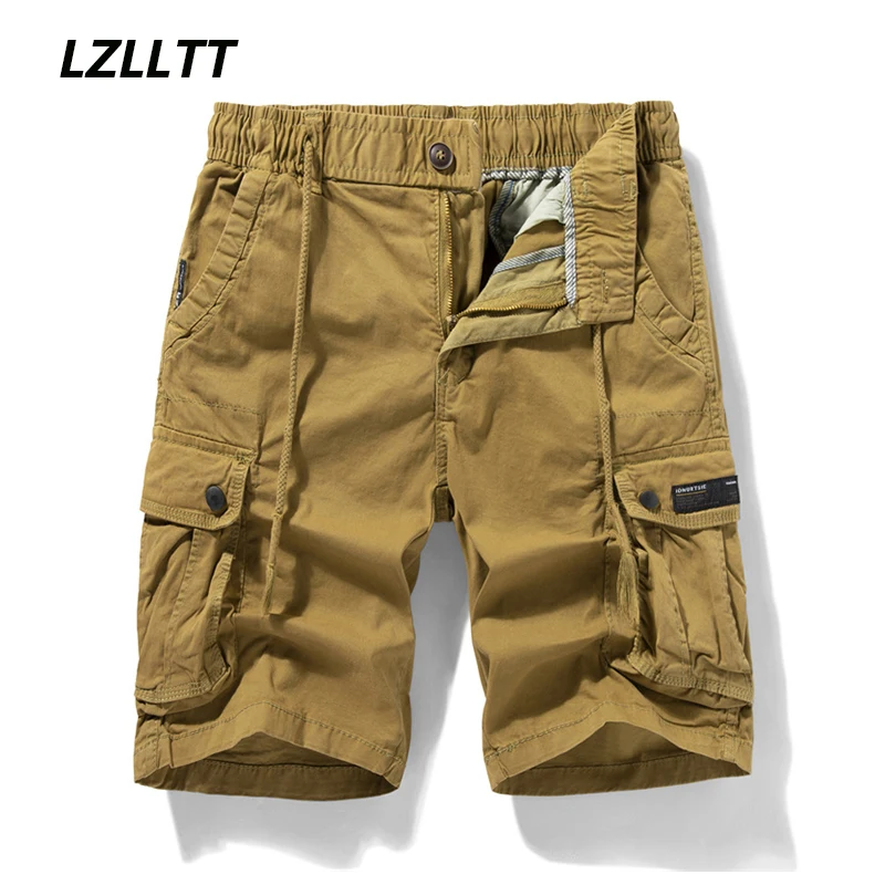 

New Summer Men Cargo Shorts Cotton Casual Multi Pockets Military Shorts Mens Solid Tactical Jogger Short Men Brand Clothing 2023