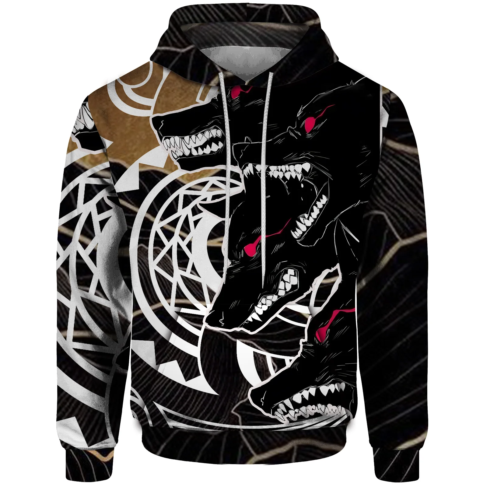 thumbnail image 1 of Sudadera con capucha holgada con estampado de perro de tres cabezas gótico de otoño para hombre, sudadera con capucha para hombre, ropa de calle Harajuku para hombre, 1 of 4