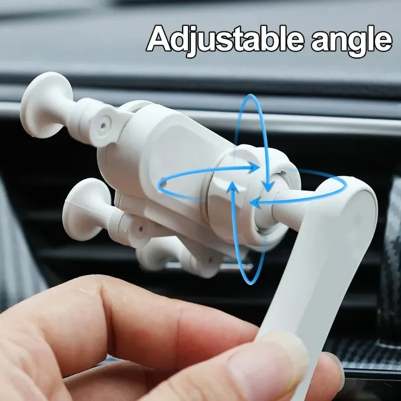 Car Air Outlet Phone Holder Auto Air Vents Hook Fixed Navigation Bracket Anti Shake Gravity Holder Extendable Mobile Phone Stand