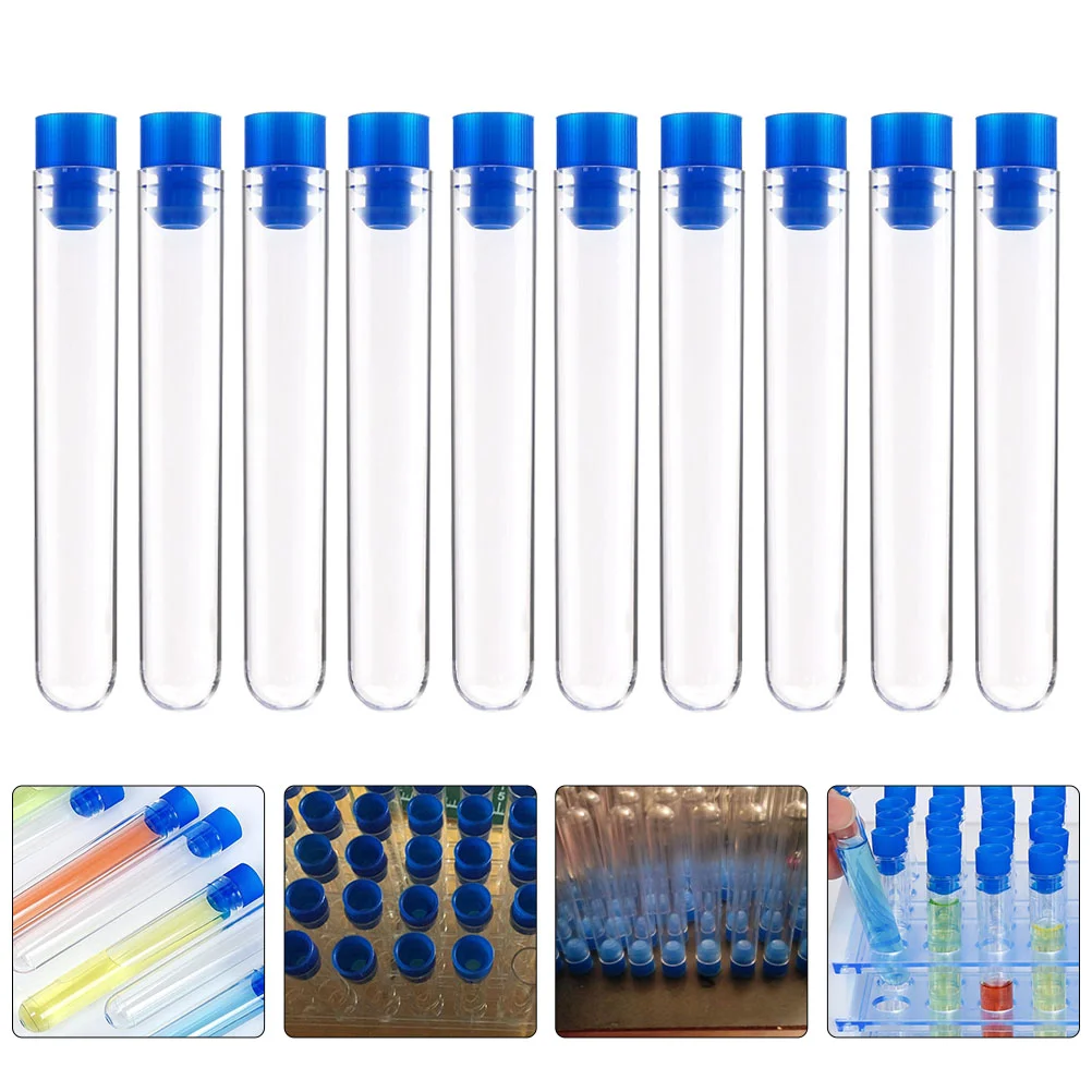

50pcs Test Tubes Disposable Test Tubes with Blue Caps Laboratory Equipment