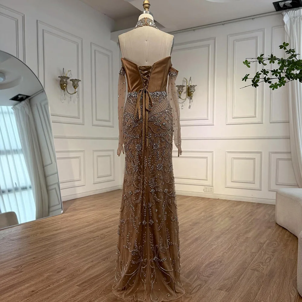 green emerald velvet dress Luxury Square Neck Evening Dress with Cape Sleeves SS494