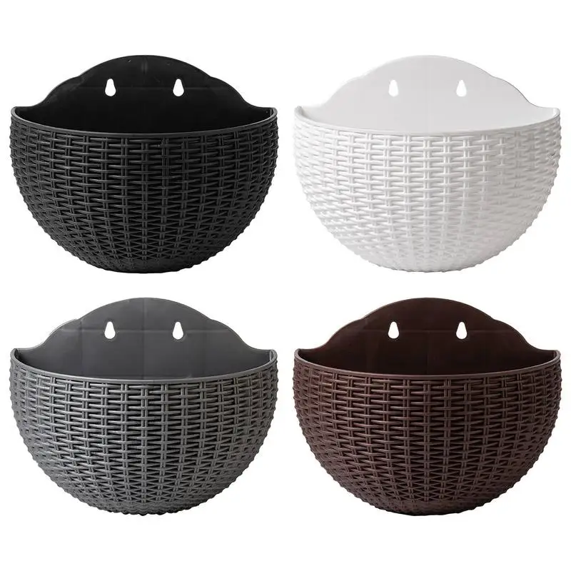 

Exquisite Wall-mounted Plastic Wall Hanging Basket Balcony Planter Flower Pot Wall Planter Pot Bucket for Outdoor Garden yard