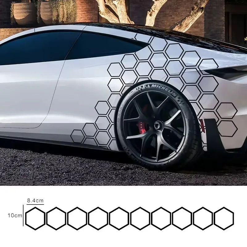 Universal Car Body Vinyl Stickers with Honeycomb Graphics