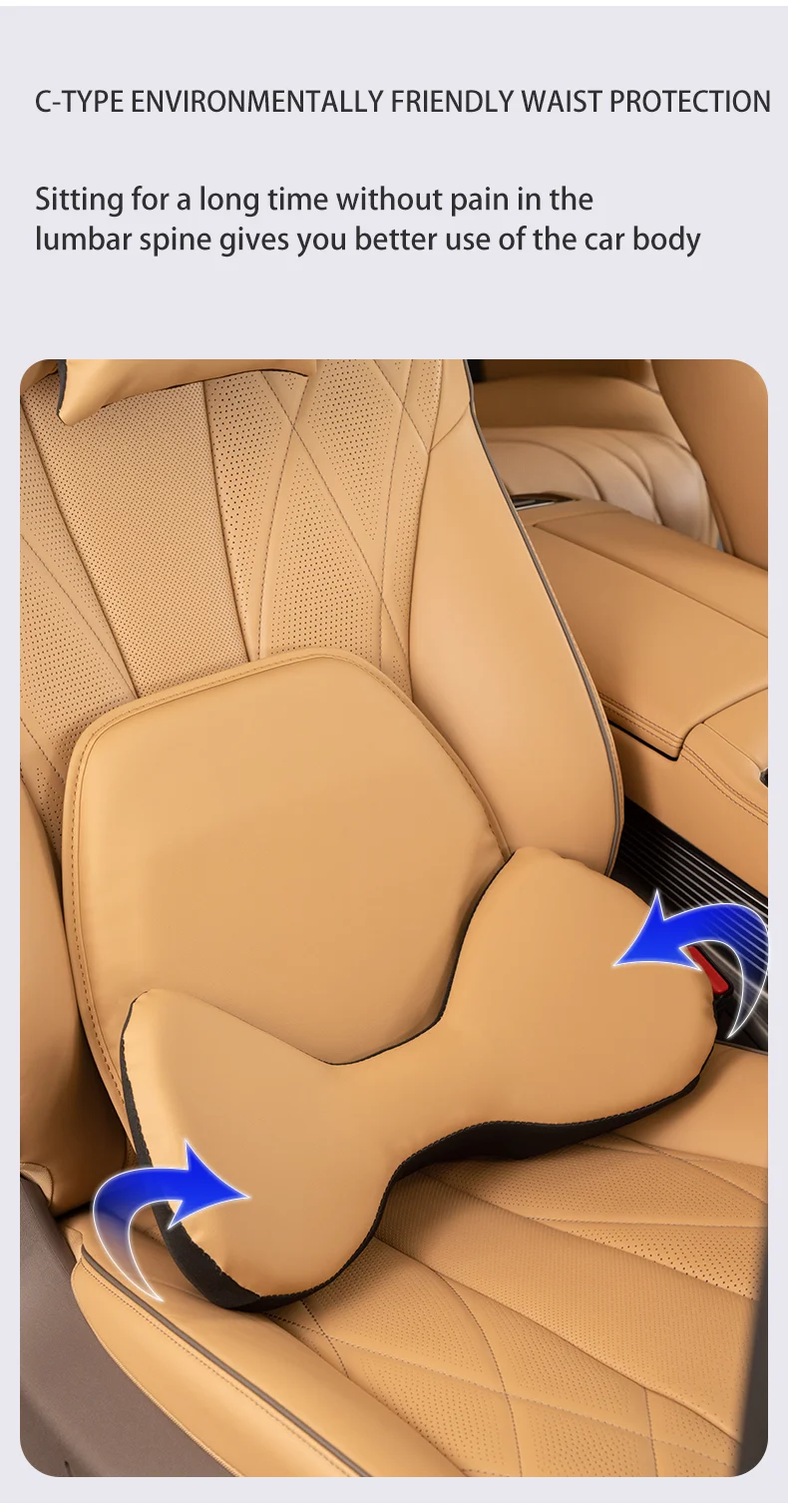 High quality car neck pillow headrest lumbar support leather material Comfort an