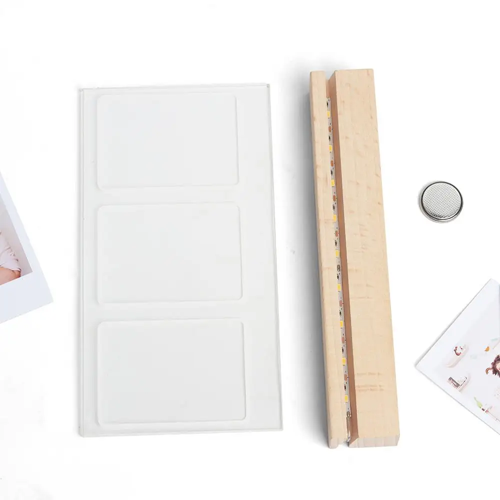 Desktop Decor 3 in 1 3 inch Photo Frame Acrylic LED Light Instant Film Camera For Mini Portrait Door for Photos Picture Frame