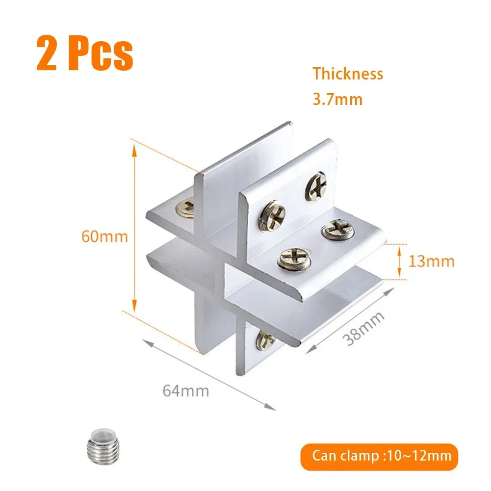 Description Picture 6 of item2PCS  Glass Clamps For Handrails Shelves Holder Corner Bracket Clamp Aluminum  10-12mm Glass Clips 4 Sizes Fixed Fitting