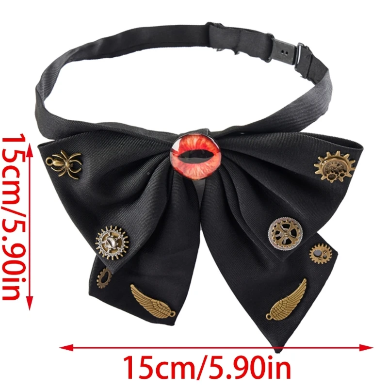 Vintage Bowtie Steampunk Gear Bowtie with Devil Eye Gothic Adjusted Bowknot Necktie for Halloween Gifts