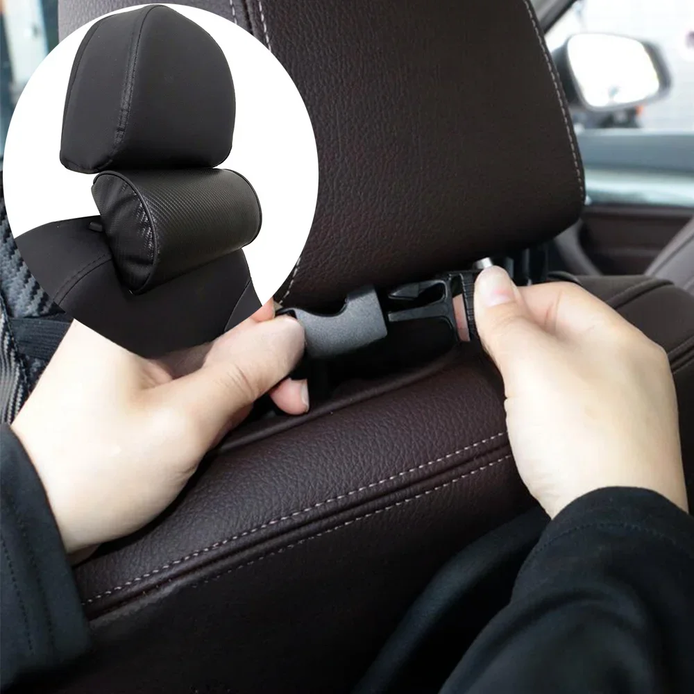 Car Carbon Fiber Head and Neck Pillow Car Neck Protection Pillow Memory Cotton Travel Half Cylinder Accessories Interior