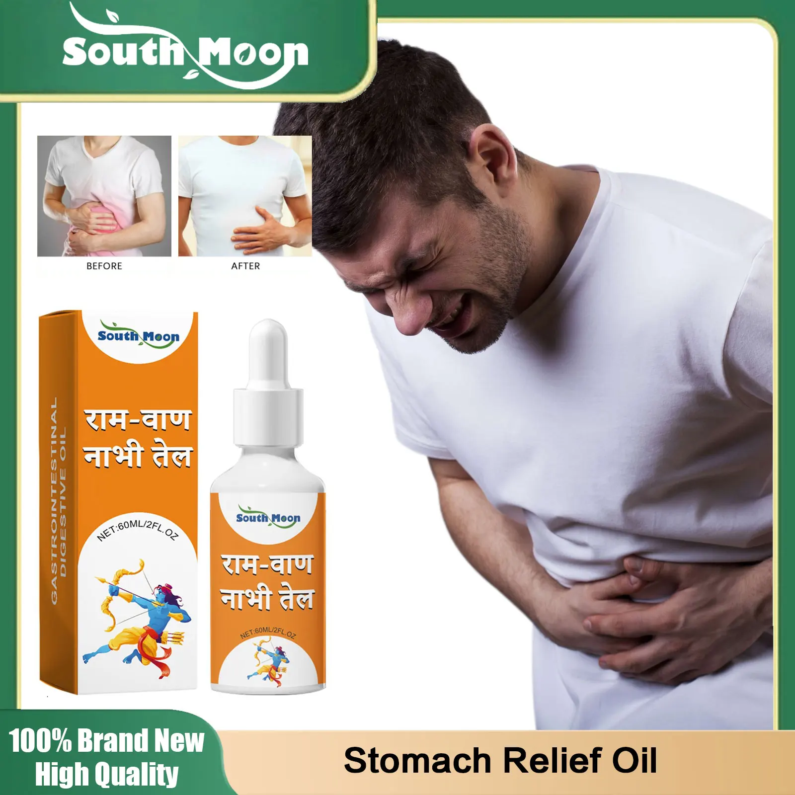 Stomach Pain Relief Oil Fat Burn Gastritis Gastroenteritis Diarrhea Nausea Dyspepsia Bloating Treatment Gastric Ulcer Care Drops