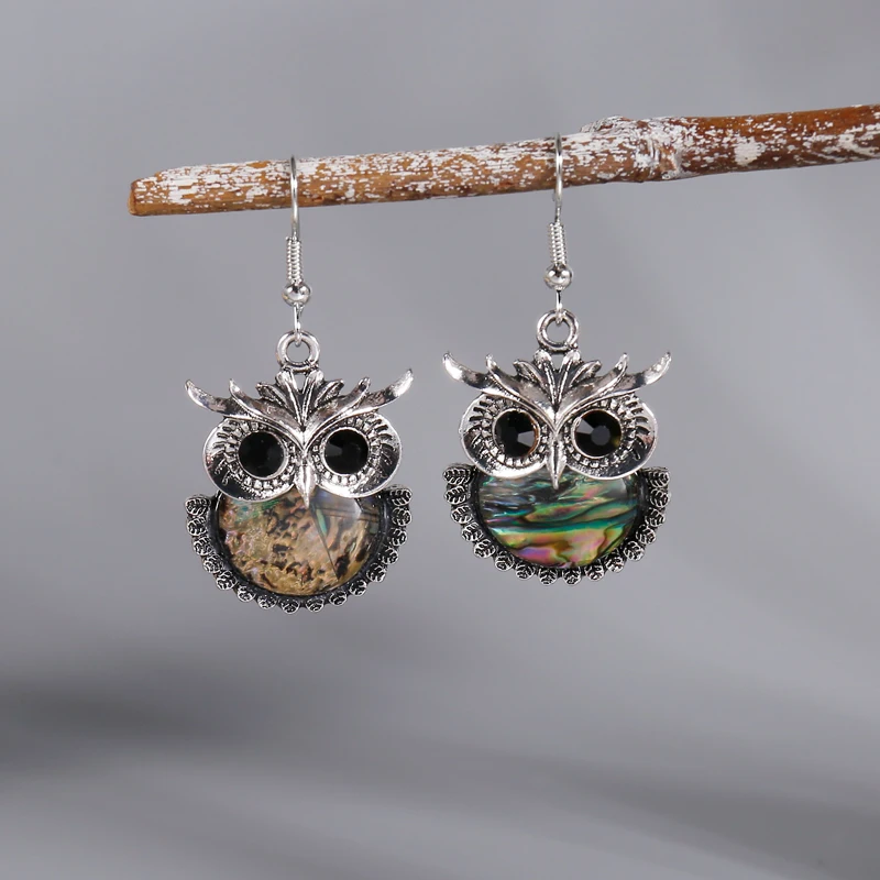 

Bohemia Fashion Trend Jewelry For Women Ethnic Style Sector Abalone Shell Owl Animal Acrylic Vintage Luxury Earrings