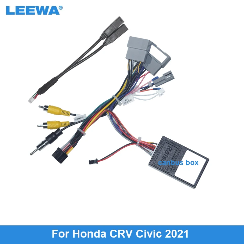 

LEEWA Car 16PIN Android Radio Power Cable Adapter With Canbus Box For Honda CRV Civic (2021) Audio DVD Player Wiring Harness