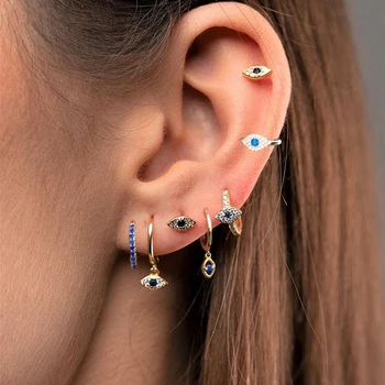 여성을위한 고품질 스테인레스 스틸 귀 악마의 눈 후프 귀걸이 작은 허기 펑크 Earings 연골 피어싱 쥬얼리, 2 개