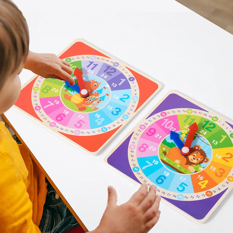 Children Montessori Wooden Clock Toys Hour Minute Second Cognition Colorful Clocks Toys For Kids Early Preschool Teaching Aids 3