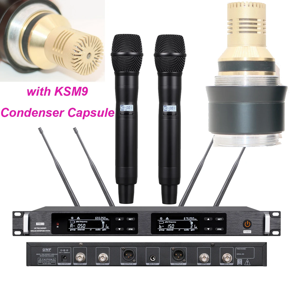 MiCWL-ULXD4 ADX2 디지털 무선 마이크 시스템, KSM9 II 콘덴서 캡슐 전문 마이크로포노 듀얼 핸드 헬드 500m