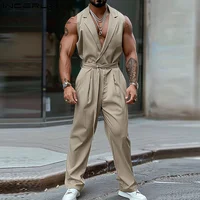 INCERUN 2024 American Style Fashion Jumpsuits Men's Simple Solid All-match Rompers Streetwear Hot Sale City Walk Bodysuits S-5XL 1