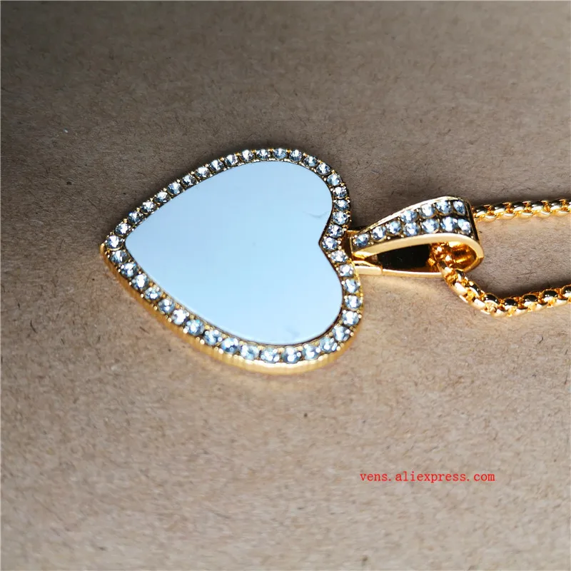 sublimation blank heart shape  necklaces pendants hot transfer printing pendant jewelry consumables one sided printing 10pcs/lot 4