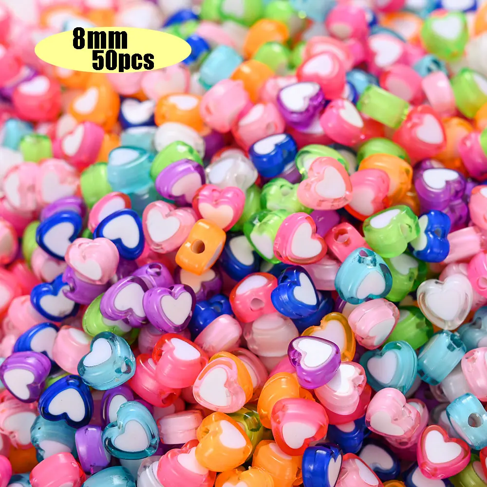 Fashion Gummy Heart Loose Spacer Beads For Jewelry Making Cute Acrylic Flat Alphabet  Beads Kids DIY Name Bracelet Necklace