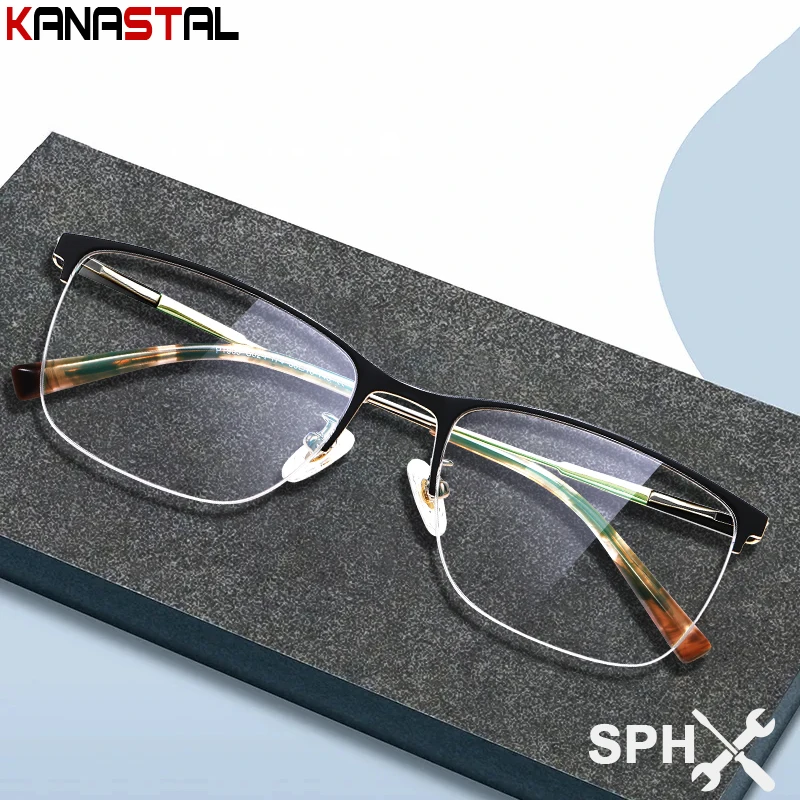 

Men Blue Light Blocking Reading Glasses Fashion Titanium Polygon Eyeglasses Frame Prescription Optics Presbyopic Myopia Eyewear