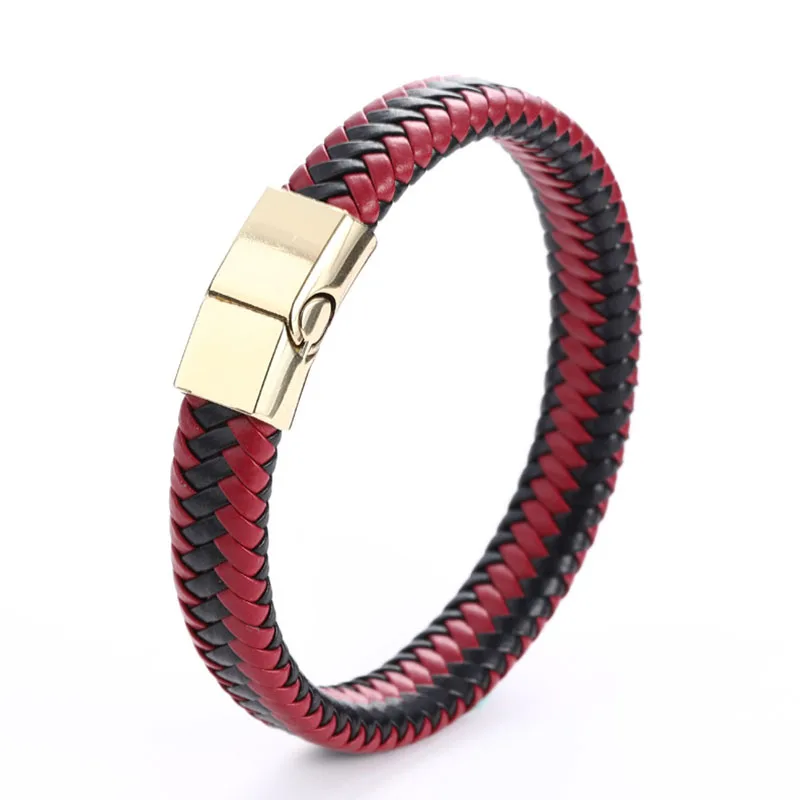 Bracciale Uomo In Vera Pelle Intrecciata | Multistrato Con Chiusura Magnetica In Acciaio Inox 316L | Regalo Compleanno O San Valentino
