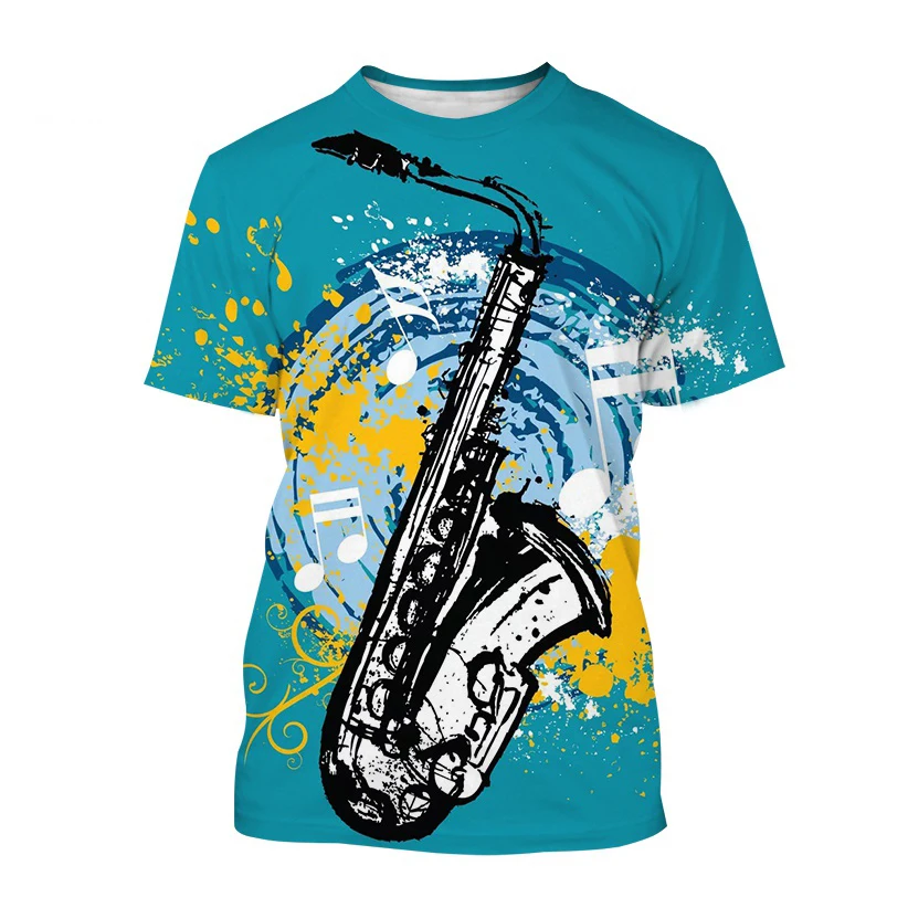 Saxophone 3D Print Short Sleeve T Shirt