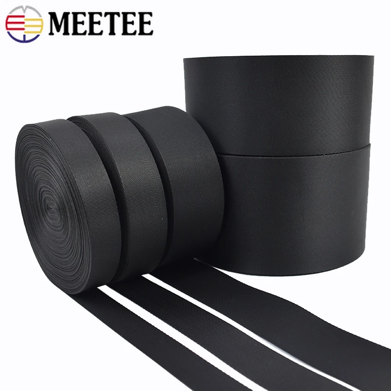 Durable Black Nylon Webbing Strap - Versatile 10m x 10-100mm Roll for DIY Projects & Accessories